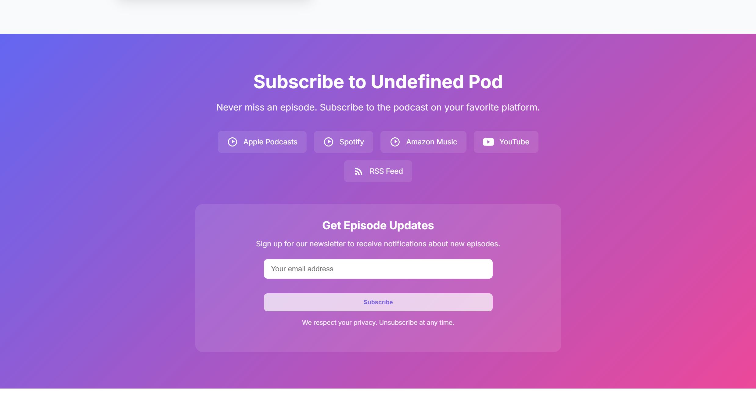 Undefined Podcast Website