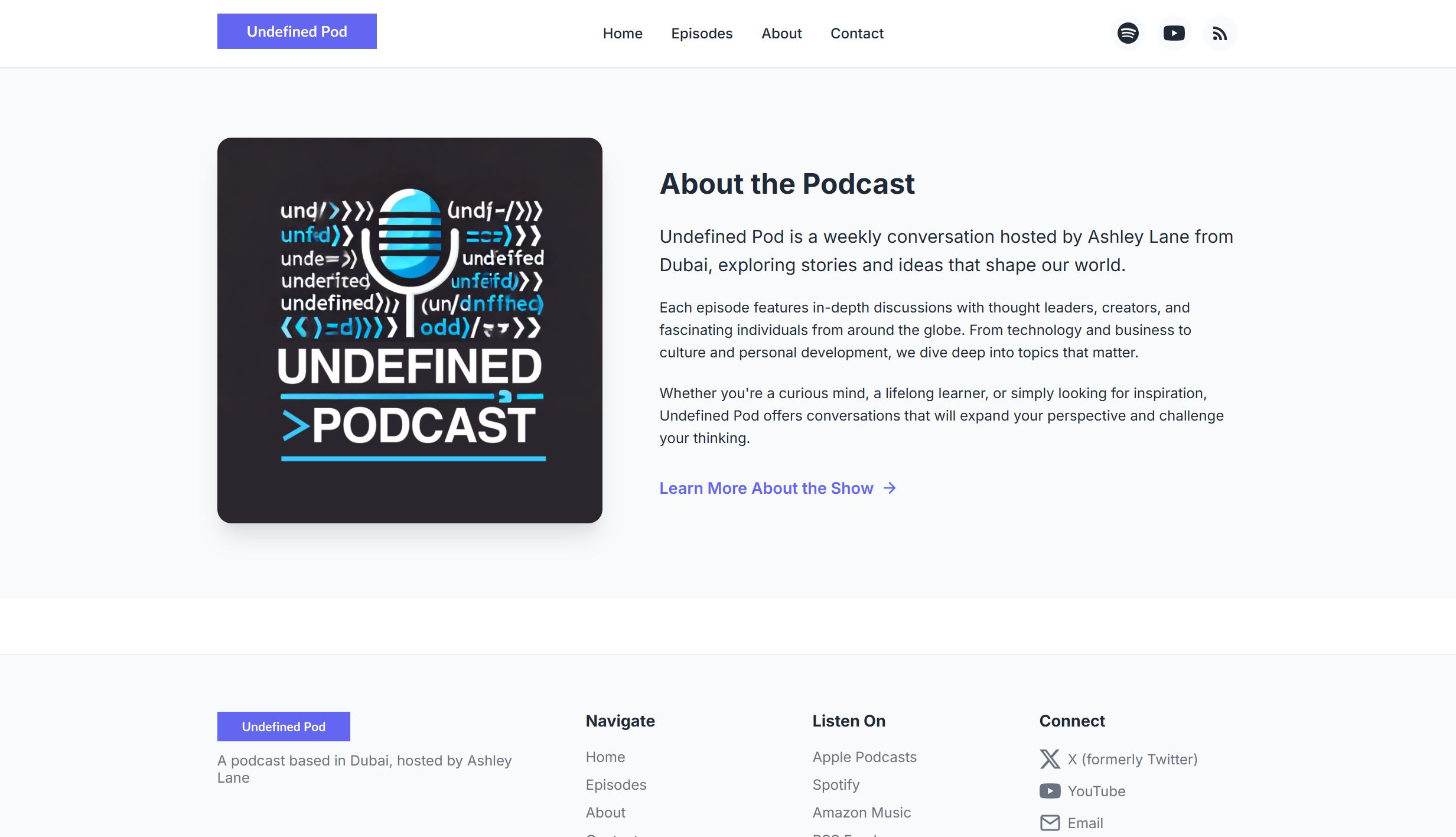 Undefined Podcast Website